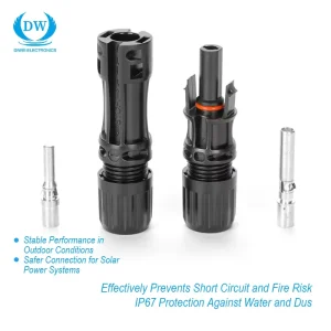1000V Suitable 2.5 4 6mm2 14~10AWG PV Solar Panel Cable IP67 Waterproof Solar Connector