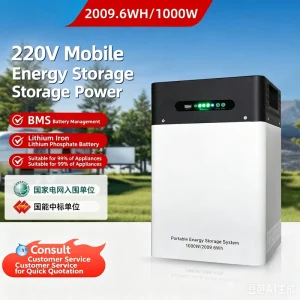 1000W All-in-One Wall Mounted Power Station 2kWh LiFePO4 Battery with UPS Backup for Home Energy Storage
