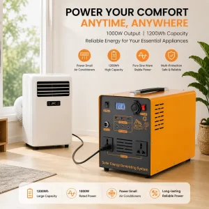 1000W LiFePO4 Portable Power Station Pure Sine Wave Solar Generator Mini Air Conditioner Residential Energy Saving Emergency