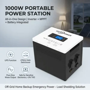 1000W Portable Power Station LiFePO4 Solar Generator Pure Sine Wave Off Grid Home Backup Emergency Power