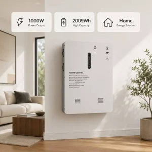 1000W Wall-Mounted Home Energy Storage System 2009Wh LiFePO4 Battery with MPPT Solar Inverter Pure Sine Wave
