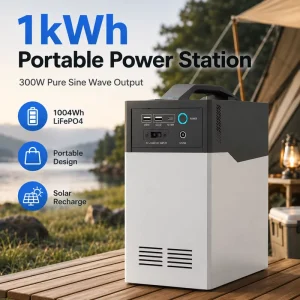1000Wh LiFePO4 Portable Power Station 300W Solar Generator 220V Outdoor Camping Emergency Backup Power Supply