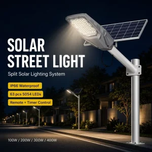 100W 400W Solar Street Light IP66 Waterproof LED Lamp with Remote Motion Sensor for Garden