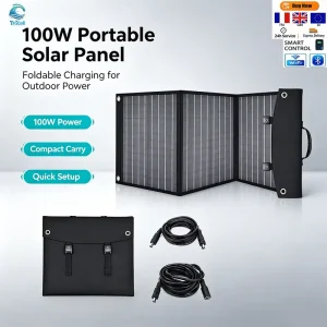 100W Foldable Lightweight Monocrystalline Silicon Portable Solar Panel with 22.5% Efficiency for Camping