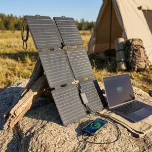 100W Foldable Monocrystalline Solar Panel with IP65 Waterproofing, 23% Efficiency, 7 kg Portable Charger for Camping