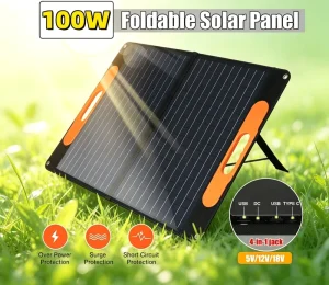 100W Single crystal Silicon Folded Solar Panel Photovoltaic Belt 18V 22% Efficiency 5A Voltage Stabilization Outdoor Portable