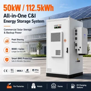 100kW Battery Storage 225kWh C&I Energy Storage System LiFePO4 112kWh 50kW for Grid Import Limitation Solar Self Backup