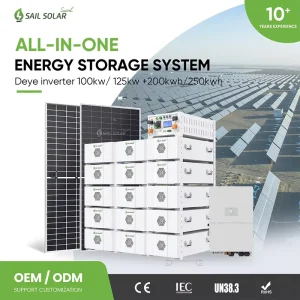 100kw 125kw Hybrid 3 Phase Inverter With 200kwh 250kwh Lithium Battery Pack Industrial Energy Storage