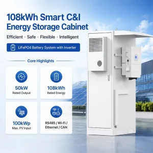 108kWh Outdoor C&I Battery Energy Storage Cabinet LiFePO4 ESS for Solar PV Self-Use Backup Power