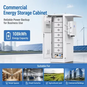 108kWh Outdoor Energy Storage Battery Cabinet LiFePO4 C&I BESS for Commercial Solar Backup Power