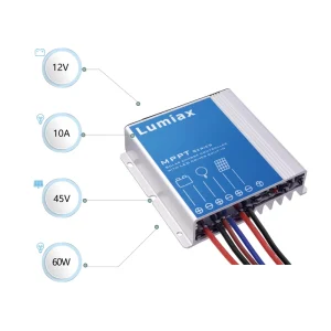 10A MPPT Solar Charge Controller for 12V Lithium-Ion LiFePO4 Battery with IP67 Protection and 60W Output for Street Lights