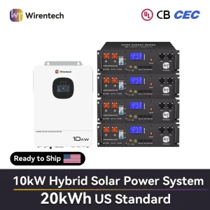 10KW Hybrid Inverter Kit With 4 Rack Batteries 51.2V 100Ah ESS Solar System