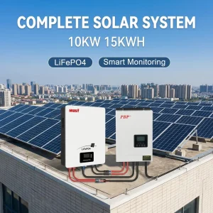 完整的10KW住宅太阳能系统，配有15KWH锂电池储能解决方案