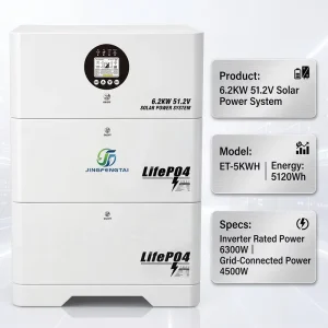 10KWH 51.2V 6.2KW 51.2V Solar Inverter Charger All in One System 10kWh LiFePO4 Battery MPPT 450VDC Off grid Hybrid Home