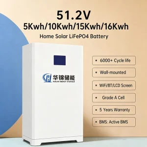 10KWh 15KWh 16KWh LiFePO4 Lithium Battery 51.2V Wall Mounted Home Solar Energy Storage System IP20 BMS 5 Year Warranty