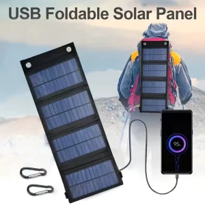 10W Foldable Solar Panel Power Bank, Four-Fold Design, 21%-23% Efficiency, Black or Camouflage, Outdoor Portable Charger