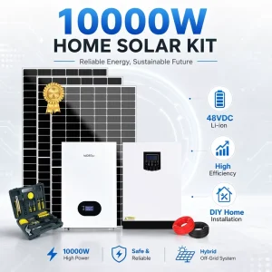节省空间的 10kW 壁挂式太阳能系统，带 MPPT 控制器、单晶硅电池板、动力电池组