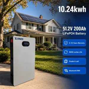 10kWh 51.2V 200Ah LiFePO4 Wall Battery CAN RS485 Home Energy Storage for Hybrid Solar System