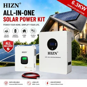 10kWh Home Battery Storage System 48V 200AH LiFePO4 Battery 6.3KW Hybrid Solar Inverter Wall-Mounted 5-Year Warranty