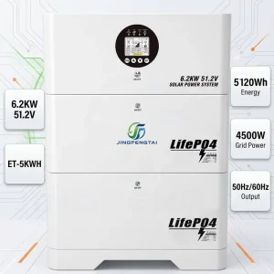 10kWh LiFePO4 Battery Hybrid Solar Inverter 51.2V Stackable All in One System MPPT 7000W PV Input IP30 Protection for