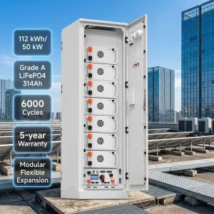 112 kWh 50 kW Industrial Commercial Off-Grid Energy Storage System LiFePO4 Battery Inverter Air Cooling Container BESS