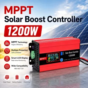 1200W 30A MPPT Solar Boost Charge Controller Adjustable 48V 60V 72V Dc to Dc boost Converte for Electric Vehicle RV Solar System