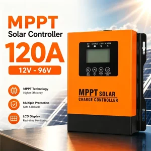 120A MPPT Solar Charge Controller 18V-230V Input 11520W Max Charging Power 97% Efficiency for Solar Panel Off-Grid Power System