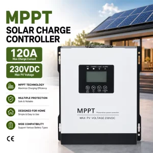 120A MPPT Solar Charge Controller Max PV 230V Input Smart Solar Charging Regulator Off-grid Solar System Battery Charge Control