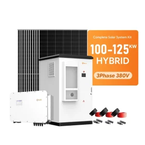 125KW Hybrid Solar System 3-Phase 380V LiFePO4 Battery 215kWh-430kWh Stack Compatible 460W 600W 730W N-Type Panels