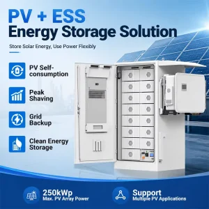 125kW 241kWh All-in-One C&I Energy Storage System LiFePO4 Battery Cabinet with Inverter for Solar PV Backup Power