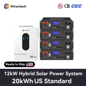 12KW Hybrid Inverter Kit Rack Battery System 4 Units Solar Storage UPS Backup LiFePO4