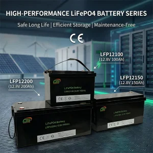 12V 100Ah 150Ah 200Ah Solid State LiFePO4 Lithium Battery Pack for Solar Storage with BMS