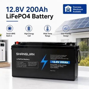 12V 200Ah Solid State LiFePO4 2.56kWh Lithium Battery Parallel to 600Ah for RV Solar
