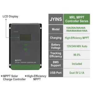 12V 24V 48V MPPT Solar Charge Controller 100A 80A 60A 50A 40A 30A 20A 10A with Dual USB