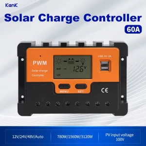12V 24V 48V Solar Controller with Display 60A Digital Solar Charge Controller for RV Solar Kits