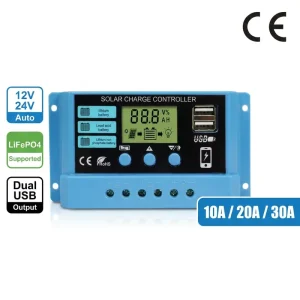 12V 24V PWM Solar Charge Controller 10A 20A 30A LiFePO4 Lead Acid LCD Display CE Certified OEM