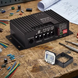 12V MPPT Dual-Battery Solar Charge Controller 12A 25A for LiFePO4 GEL AGM Lead-Acid Batteries with Temperature Sensor and Bluetooth App