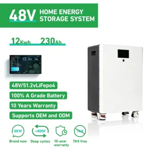 12kW Stackable Hybrid Grid Home Energy Storage System Wall Mounted LiFePO4 Battery Solar 51.2V 230Ah CAN for Home Use