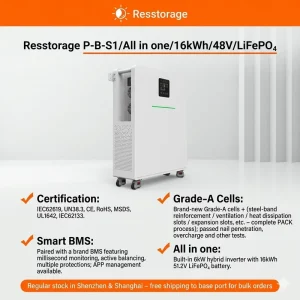 14.34kWh 6kW Off Grid Energy Storage System 51.2V 280Ah LiFePO4 Battery with Inverter