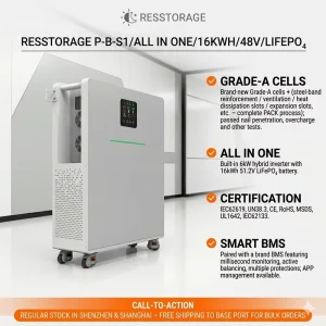 14.34kWh 6kW UPS Battery Backup System 51.2V 280Ah LiFePO4 All in One Energy Storage for Home Power Outage