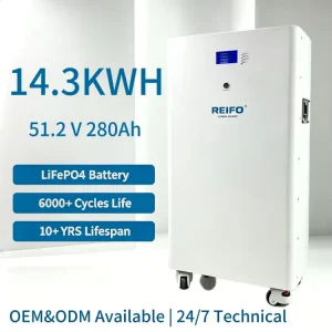 14.3KWH 280Ah 51.2V 6000 Cycles LiFePO4 Phosphate Battery Pack Solar Panel Energy Storage System Floor Standing Battery
