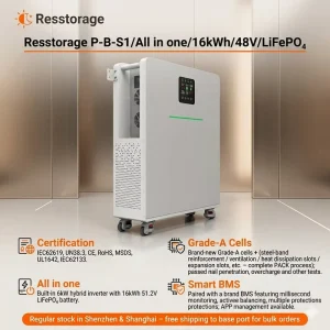 15.36kWh 6kW Energy Storage System 51.2V 300Ah LiFePO4 Battery Inverter Pure Sine Wave for RV