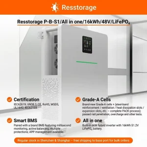15.36kWh 6kW Smart Home Energy Storage System 51.2V 300Ah LiFePO4 Battery Inverter with APP Remote Monitoring