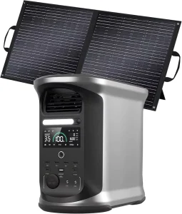 1500 Power Station 100W Solar Panel 2400W 1462Wh Solar Generator LiFePO4 Pure Sine Wave 4 AC Outlets 1H Full Charging APP
