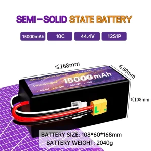 15000mAh 44.4V 12S1P Agricultural Drone Battery with 350Wh/kg Energy Density
