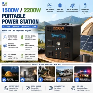 1500W 2200W Portable Power Station LiFePO4 Solar Generator 1536Wh/2560Wh Pure Sine Wave MPPT Home Backup RV Camping Grid