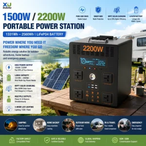 1500W 2200W Portable Power Station LiFePO4 Solar Generator 1536Wh 2560Wh Pure Sine Wave MPPT for Home Backup RV Camping Off Grid