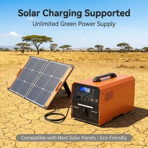 1500W LiFePO4 Pure Sine Wave Portable Power Station 220V AC Solar USB C Fast Charging Outdoor Camping RV Emergency Backup EU UK