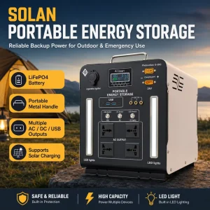 150Ah LiFePO4 Portable Solar Generator with 220V AC USB-C DC12V Output and LED Emergency Light for Clinic Backup