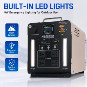 150Ah Portable Power Station with 220V AC 50Hz Pure Sine Wave Solar Charging and LED Light for Hotel Emergency